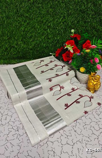 MODERN FANCY SOFT SILK SAREES WITH BUTTA DESIGN - BEIGE COLOUR (1)