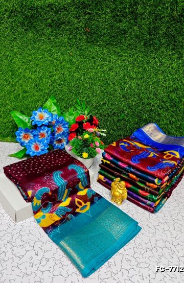 Kubera borderless elite bridal rapier fancy light weight silk type sarees function wear - LEVENDOR (1)