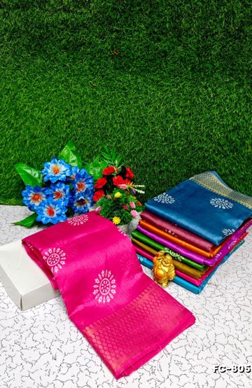 Fancy Print  Office Wear Cotton Sarees All Over Body Circle Poo Design Premium Look lightweight Comfortable Wear - DARK PINK