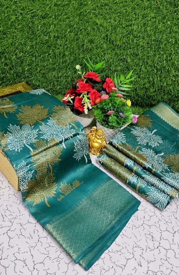 Handloom Khadi Cotton Saree With Hand Painted  Work - NAVY COLOUR