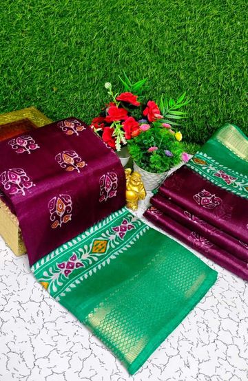 Dailywear cotton sarees premium look lightweight comfortable wear - OLIVE GREEN (3)