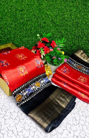 Digital printing dola silk cotton sarees - PESTA GREEN (1)