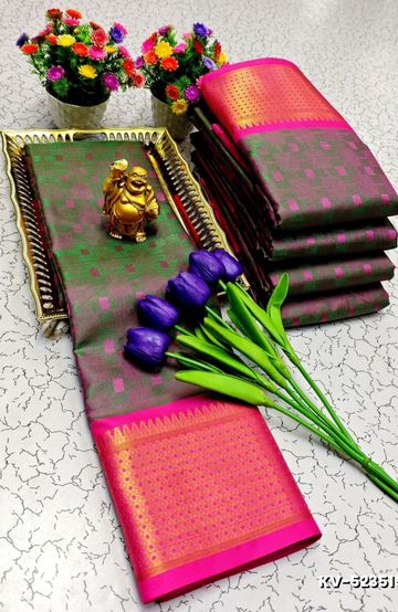 Dailywear cotton sarees premium look lightweight comfortable wear - OLIVE GREEN (3)
