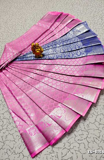 BRIDAL SILK GOLD SILVAR AND COPPER ZARI WEAVE AND WEDDING ART SILK SAREES - ORANGE N (10)