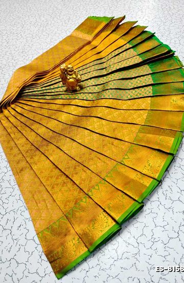 Designer Multi-Color Floral Print Blouse Fabric - YELLOW