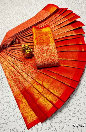 A "one gram gold trending tissue saree" typically refers to a saree made from a lightweight, sheer fabric known as tissue - RED (3)