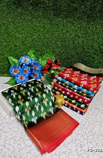 Fancy print office wear cotton sarees all over body flower design pattern premium look lightweight comfortable wear - BOTTLE GREEN