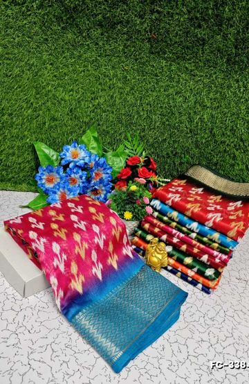 Fancy print office wear cotton sarees all over body flower design pattern premium look lightweight comfortable wear - DARK PINK (1)