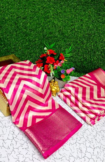 Fancy print office wear cotton sarees all over body mango and leaf pattern design premium look lightweight comfortable wear - LIGHT PINK (1)