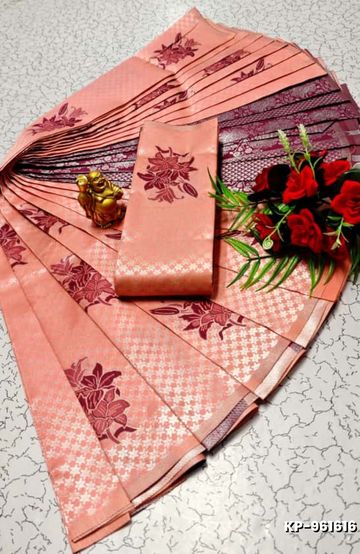 Dailywear cotton sarees premium look lightweight comfortable wear - CORAL COLOUR (1)