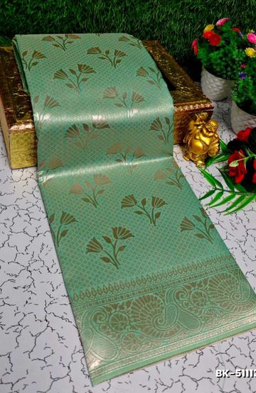 Banaras with our Banarasi Cotton fabric — a beautiful fusion of classic artistry and breathable comfort wear saree - LIGHT SKY BLUE (1)