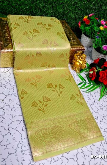 Banaras with our Banarasi Cotton fabric — a beautiful fusion of classic artistry and breathable comfort wear saree - FLORAISON GREEN