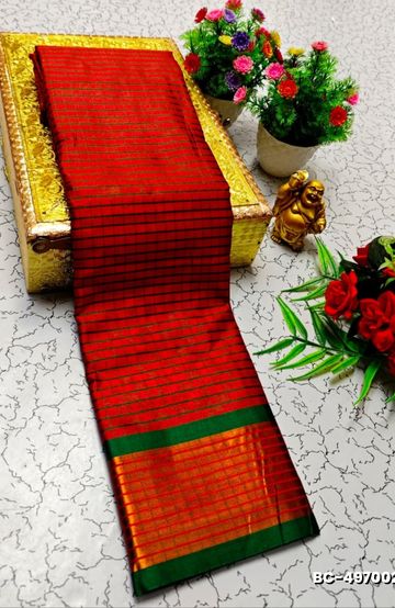 Beauty checked soft silk rich look design soft material function and party wear - MERUN