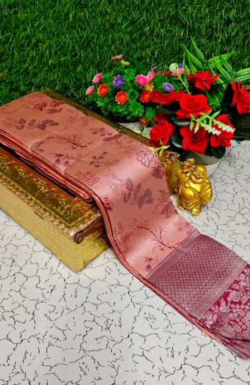 Dailywear cotton sarees all over body flower designpattern design premium look lightweight comfortable wear - BRONCE COLOUR (1)