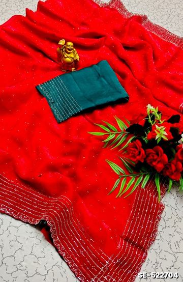 Celestial grace: space silk saree  modern fancy item sarees - RED