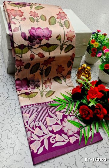 Elegant Kalamkari Tissue Saree for Festivities & Weddings - GOLD (1)