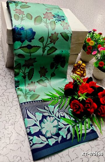 Elegant Kalamkari Tissue Saree for Festivities & Weddings - LIGHT GREEN SHADE (1)