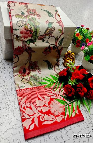 Elegant Kalamkari Tissue Saree for Festivities & Weddings - LIGHT SANDLE (2)