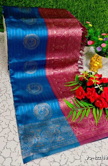 Luxurious heavy work blouse fabric with floral goldwork jaal border - DARK PINK (7)