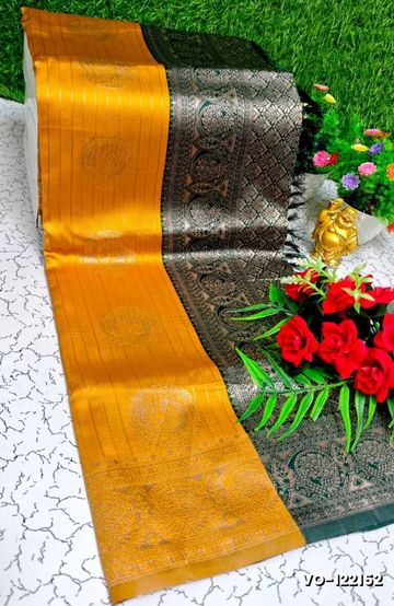 Bridal silk gold silvar and copper zari weave and wedding art silk suba muhurtha pattu sarees - WINE COLOUR (1)