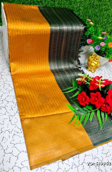MODERN FANCY SOFT SILK SAREES WITH BUTTA DESIGN - ORANGE (1)