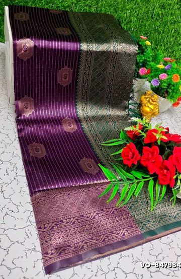 Luxurious heavy work blouse fabric with floral goldwork jaal border - GOLD (1)