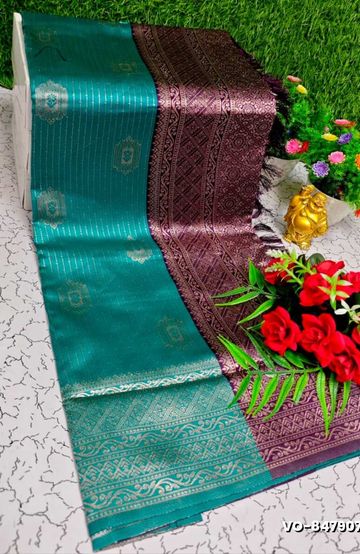 Korvai kotanji Trendy & Fancy bhutta and 2/100 Silk Cotton Sarees Function wear - TOMATO COLOUR (6)