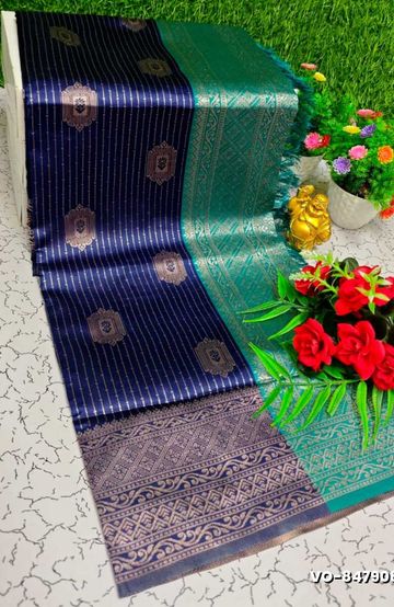 ELITE BRIDAL PICK &PICK SILK SAREES AND WEDDING ART SILK SAREES - NAVY COLOUR