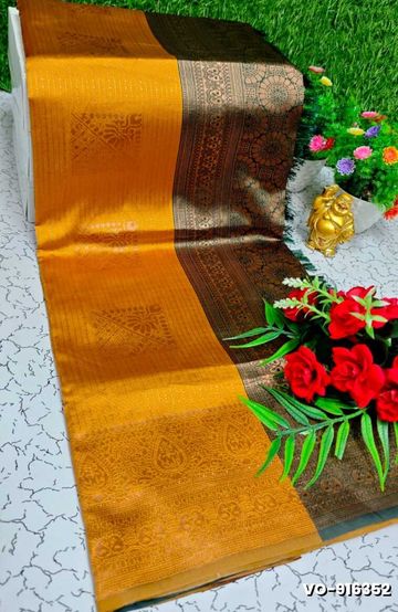 Dailywear cotton sarees premium look lightweight comfortable wear - YELLOW COLOR (5)