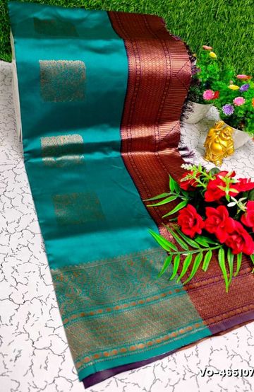 MODERN FANCY SOFT SILK SAREES WITH BUTTA DESIGN - LIGHT ORANGE (1)