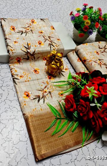 DIGITAL PRINTING DOLA SILK COTTON SAREES - DARK PINK