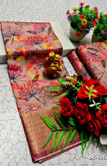 BRIDAL SILK GOLD SILVAR AND COPPER ZARI WEAVE AND WEDDING ART SILK SAREES - LIGHT PINK (8)