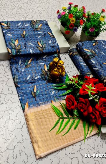 Dailywear cotton sarees premium look lightweight comfortable wear - SLATE COLOUR (3)