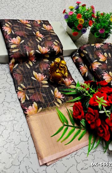 Luxurious heavy work blouse fabric with floral goldwork jaal border - REXONA (5)