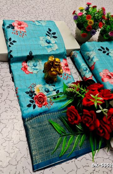 Dailywear cotton sarees premium look lightweight comfortable wear - BLUE COLOUR (1)