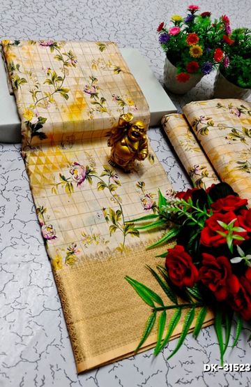 Designer Multi-Color Floral Print Blouse Fabric - MIXED ALL COLOR (6)