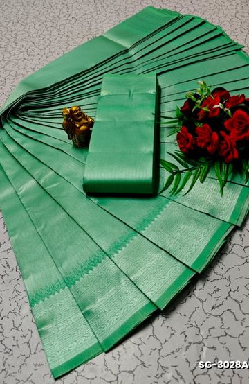 DIGITAL PRINTING DOLA SILK COTTON SAREES - GREEN COLOUR
