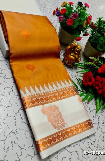 Traditional Look Malgudi Silk Saree Lightweight Silk Blend Saree - BLUE COLOUR (2)