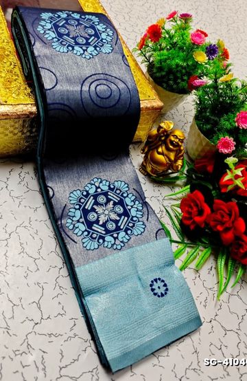 TRENDING KERALA SPECIAL FULL WORK EMBOSSED DIGITAL PRINTING TISSUE SAREE COLLECTIONS - IVORY COLOUR (21)