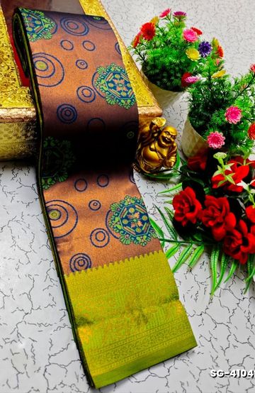 A "one gram gold trending tissue saree" typically refers to a saree made from a lightweight, sheer fabric known as tissue - INDIGO COLOUR (3)