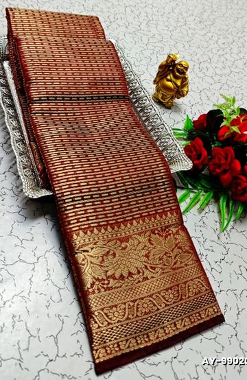 Luxurious heavy work blouse fabric with floral goldwork jaal border - REXONA (5)