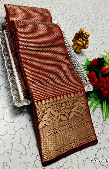 Bridal Premium Soft silk gold zari weave and wedding art silk and Premium Soft Silk sarees - LAVENDER DARK (1)