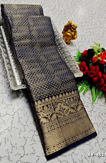 ELITE BRIDAL PICK &PICK SILK SAREES AND WEDDING ART SILK SAREES - NAVY COLOUR