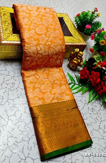 Dailywear cotton sarees all over body flower designpattern design premium look lightweight comfortable wear - BRONCE COLOUR (1)