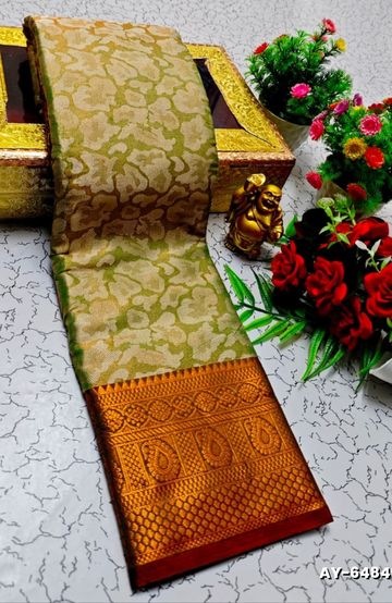 Designer Multi-Color Floral Print Blouse Fabric - BLUE SHADE