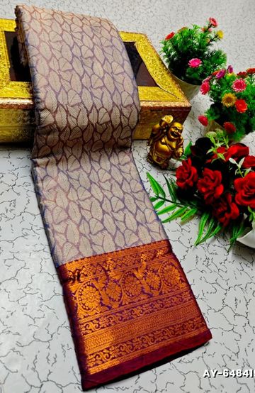 Kubera borderless elite bridal rapier fancy light weight silk type sarees function wear - AS COLOR (2)