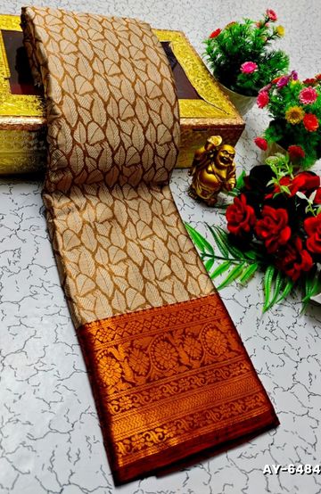 GEORGETTE FANCY SOFT SILK SAREES WITH BLOUSE MODERN FANCY  SAREES - LIGHT ORANGE