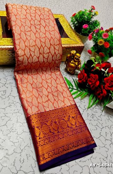 Traditional Look Malgudi Silk Saree Lightweight Silk Blend Saree - BLUE COLOUR (2)