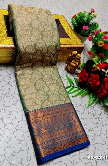 FANCY PLAIN COTTON SOFT SILK SAREES - LIGHT SANDLE (1)