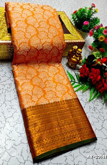 Dailywear cotton sarees premium look lightweight comfortable wear - GOLD COLOUR